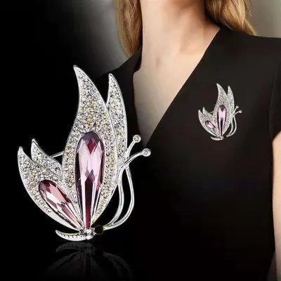 Purple Crystal Insect Butterfly Hijab Brooch/ Pin